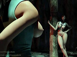 Lara Croft and Tifa Laras capture part 03 with rope bondage, gagging, and domination