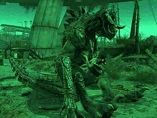 Tegneserie sexscene med et Fallout 4-monster