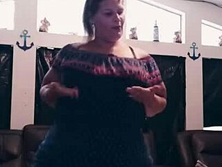 HD porn video of a fat BBW dancing in fetish