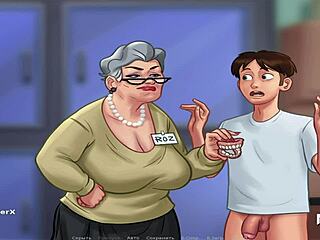 漫画ゲームとヘンタイ:老婦人は歯を抜き、口づけを受けます