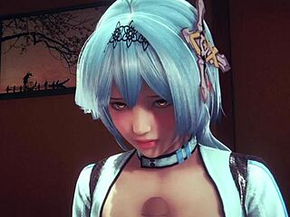 Азиатская аниме-игра-порно с участием Genshin Impacts, где Эула делает оральный секс и дрочит