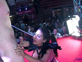 Kesha ortega's big tits bounce as she plays with the public