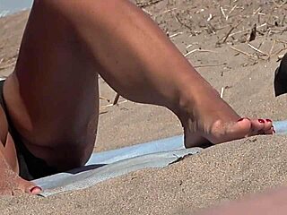 Close-Up Footing of Stunning Barefoot Feet on Beach