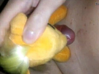 My morning milking session with my plush toy, Applejack