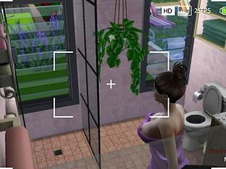 Video mata-mata kartun menangkap seorang wanita sedang mandi dalam siri Sims 4