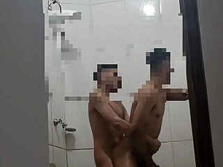 New gay men explore their sexual desires in the bathroom
