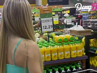 Sensual blonde gets her tight ass fucked in the supermarket