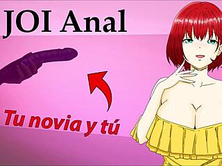 Introduce your partner to anal play with a double-ended dildo in this hentai video