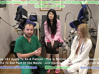 Doktor Tampa og sykepleier Stacy Shepard utfører en ydmykende gynekologisk undersøkelse på Alexandria Wu som en del av hennes universitets inngang fysisk