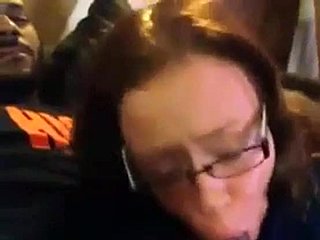 Amateur white girl with glasses sucks on big black cock